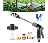 Qinux Waterblitz Pressure Washer,Waterblitz High Pressure Water Gun with Various Spray Effects,Turn Any Hose into a High-Pressure Water Jet Without Electricity (Water Gun+Connector+Foam Pot)