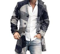 Qinvern Men's Trendy Stand-up Collar Mid-length Coat Fashion Single-breasted Slim Fit Comfortable And Versatile Everyday Casual Coat XXL