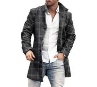 Qinvern Men's Trendy Stand-up Collar Mid-length Coat Fashion Single-breasted Slim Fit Comfortable And Versatile Everyday Casual Coat M
