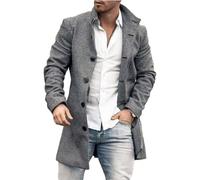 Qinvern Men's Trendy Stand-up Collar Mid-length Coat Fashion Single-breasted Slim Fit Comfortable And Versatile Everyday Casual Coat M