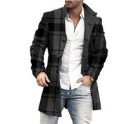 Qinvern Men's Trendy Stand-up Collar Mid-length Coat Fashion Single-breasted Slim Fit Comfortable And Versatile Everyday Casual Coat XL