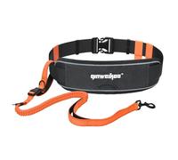 QINWEIKOO Multi-Sport Adjustable Tactical Belt with Reflective Trim, Heavy-Duty Dog Leash, Lumbar Support, Orange