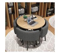 QINXINSHOP Modern Round Conference Room Table and Chair Set - Red