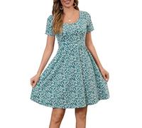 QINYI Women's Nursing Dresses Breastfeeding Summer Comfortable Cotton Nursing Dress Short Sleeve Nursing Friendly Dresses, Green Floral, L