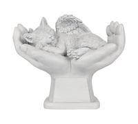 QINYIER Cat Memorial Stone Statue, Peaceful Angel Cat Sleeping in Your Palm, Pet Memorial Gifts for Loss of Cat, Pet Sympathy Gift, Suitable for Garden, Remembrance, Grave Marker