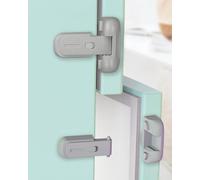 Qinzcp 2 Pack Updated Baby Safety Proof Fridge Latch Lock to Keep Door Closed,Child Proof Refrigerator/Fridge/Freezer Door Lock for Toddlers and Kids,no Tools Need or Drill(Grey)