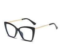 QINZHENZ Blue Light Blocking Eyeglasses Fatigue Relieve Reading Glasses Retro Computer Readers Cat-Eye Flat Light Mirror(Black,+150)