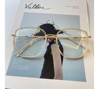 QINZHENZ Blue Light Blocking Eyewear Vintage Computer Readers Anti Eye Strain Reading Glasses Oversized Flat Light Mirror(Gold,+250)