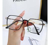 QINZHENZ Blue Light Blocking Oversized Computer Readers Anti Glare Reading Glasses Square Flat Light Mirror HD Eyewear(Black,+100)