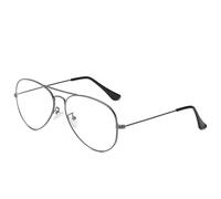 QINZHENZ Metal Reading Glasses Clear Vision Eyeglasses Unbreakable Computer Readers Blue Light Blocking Flat Light Mirror(Gun,+150)