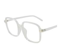 QINZHENZ Oversized Anti UV Computer Readers Blue Light Blocking Reading Glasses Square Flat Light Mirror TR Frame Eyeglasses(Transparent,+300)