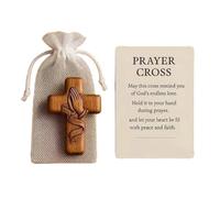 QinZiEn Prayer Cross Gift, Handcrafted Wooden Pocket Cross for Prayer & Comfort - Unique Christian Gift for Women, Goddaughters, Baptism & First Communion, Holding Cro/ss of Faith, Christian Gi/fts
