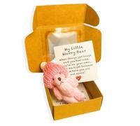QinZiEn Worry Bear Hug in A Box,Handmade Little Bear in A Box with Inspirational Card,A teddy bear Hug in A Bo/x,Plush Toys,Mini Teddy Be/ar,Little Pocket Be/ar H/ug,Sympathy Gift for Christmas,Pink