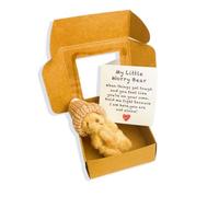 QinZiEn Worry Bear Hug in A Box,Handmade Little Bear in A Box with Inspirational Card,A teddy bear Hug in A B/ox,Plush Toys,Mini Teddy Be/ar,Little Pocket Be/ar Hu/g,Sympathy Gift for Christmas,Brown