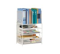 QINZITAO Desk Organiser File Holders Large Capacity Paper Letter Tray with Drawer and Pen Holders Office Supplies for Library Dorm