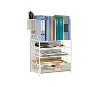 QINZITAO Desk Organiser File Holders Large Capacity Paper Letter Tray with Drawer and Pen Holders Office Supplies for Library Dorm