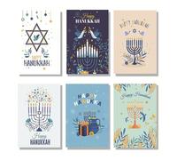 QINZTON 30Pcs Menorah Bird Print Hanukkah Greeting Cards With Envelopes Happy Hanukkah Greeting Note Cards For Chanukah Holiday Envelope
