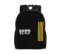 QIOEURYU Backpack Customized Born To Fly Captain Stripes Women Men Fashion Bookbag for School College Pilot Air Fighter Bags Leisure Outdoor Holiday Gifts