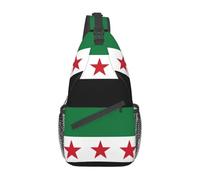 QIOEURYU Backpack Syrian Arab Republic Three Red Star Syria Flag Sling Crossbody Chest Bag Men Fashion Shoulder for Travel Cycling Leisure Outdoor Holiday Gifts