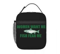QIOEURYU Classic Unisex Bag Women Want Me, Fish Fear Me Insulated Lunch Bags Tote Food Handbag Outdoor Lunch Bags Comfortable and Durable