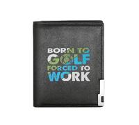 QIOEURYU Classic Wallet Born to Golf Forced to Work Golf Ball Design Mens Business Mens Casual Elegant Simple Practical Stylish Pr for Men and Women