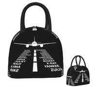 QIOEURYU Lunch Bag Leakproof Phonetic Alphabet Pilot Airplane Funny Aviation Gift Insulated Tote Bags for Women Portable Food Boxes Thermal Lunch Box for Work School Picnic Travel