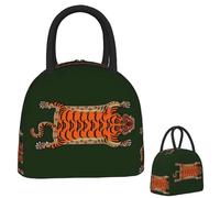 QIOEURYU Lunch Bag Leakproof Tibetan Tiger Rug-Green Insulated Tote Bags for Women Kids Portable Food Boxes Thermal Lunch Box for Work School Picnic Travel