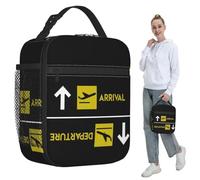 QIOEURYU Lunch Tote Bags Aviation Departures Arrivals Insulated for Kids School Cooler Thermal Food Box Portable Lunch Boxes Container for Work Outdoor Picnic