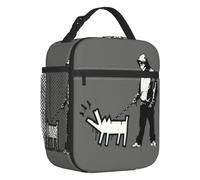 QIOEURYU Lunch Tote Bags Banksy Thug with A Barking Dog Street Art Graffiti Leakproof Cooler Thermal Bento Box Insulated for School Work Travel Outdoor Picnic