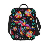 QIOEURYU Lunch Tote Bags Custom Mexican Floral Flower Textile Women Thermal Cooler Insulated Lunch Boxes for Student for School Work Travel Outdoor Picnic