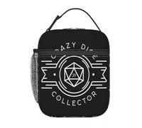 QIOEURYU Lunch Tote Bags for Men Women Unisex Crazy Dice Collector Addict Tabletop RPG Gaming One Lunchbag for School Work Travel Outdoor Picnic