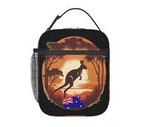QIOEURYU Lunch Tote Bags for Men Women Unisex Jumping Kangaroo Vintage Sunset Australia Flag - Australia Day One Lunchbag for School Work Travel Outdoor Picnic