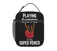 QIOEURYU Lunch Tote Bags for Men Women Unisex Playing Bagpipes is My Superpower One Lunchbag for School Work Travel Outdoor Picnic