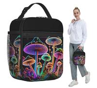 QIOEURYU Lunch Tote Bags Glowing Psychedelic Mushrooms Trippy Mushroom Insulated Cooler Thermal Food Box Portable Lunch Boxes Container for School Work Travel Outdoor Picnic