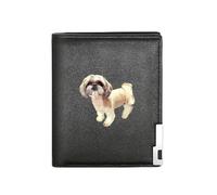 QIOEURYU Men's Wallet Adorable Shih Tzu Dog Portrait Business Mens Casual Elegant Simple Practical Stylish Printing Graphic Creative Holiday Gifts