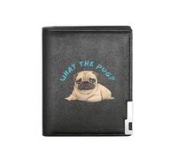 QIOEURYU Men's Wallet What The Pug? Adorable Pug Design Mens Business Casual Elegant Simple Practical Stylish Printing Graphic Creative Holiday Gifts