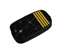 QIOEURYU Pencil Cases Custom Airplane Flight Routes Captain Stripes Large Capacity Aviation Aviator Pilot Pencil Pouch School Supplies Holiday Gifts