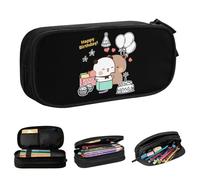 QIOEURYU Pencil Cases Happy Birthday from Bear and BuBu Panda Pencil Case Fun Pen Box Bags for Student Big Capacity Pencil Pouch Holiday Gifts