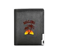 QIOEURYU Printed Wallet Malibu Tropical Paradise Sunset Graphic Print Business Mens Casual Elegant Simple Practical Stylish Printing GRAP Gifts for Men Women