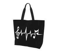 QIOEURYU Tote Bags Music Pulse, Notes, Clef, Frequency, Wave, Sound, Dance Shopping Canvas Shoulder Bags Shopper Grocery Handba Leisure Holiday or Birthday Gifts