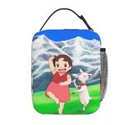 QIOEURYU Tote Bags Unisex Heidi and Sheep Insulated Lunch Bag for Men Women The Girl of The Alps Food Bag Portable Thermal Cooler Bento Box for Travel Classic Vintage Gifts