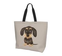QIOEURYU Tote Bags Wirehaired Dachshund Shopping Canvas Large Capacity Shoulder Bags Shopper Grocery Handbag for Women Leisure Holiday or Birthday Gifts