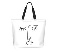 QIOEURYU Tote Shoulder Bags Canvas Custom One Line Face Art Shopping Bags Women Reusable Large Capacity Groceries Shopper Bags Leisure Holiday or Birthday Gifts