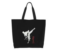 QIOEURYU Tote Shoulder Bags Canvas Custom Taekwondo Kick Shopping Bags Women Portable Big Capacity Grocery Fighter Martial Arts Shoppers Leisure Holiday or Birthday Gifts