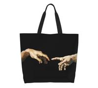 QIOEURYU Tote Shoulder Bags Canvas Cute Printed The Creation Of Adam Shoppings Durable Shopper Shoulder Handbag Leisure Holiday or Birthday Gifts