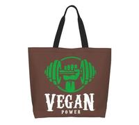 QIOEURYU Tote Shoulder Bags Canvas Kawaii Printing Vegan Power Shopping Bags Washable Shopper Shoulder Powered By Plants Handbag Leisure Holiday or Birthday Gifts