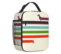 QIOEURYU Tote Shoulder Bags Canvas Long Dachshund Sausage Insulated Lunch Bags for Outdoor Picnic Badger Dog Lover Resuable Cooler Thermal Lunch Box Women Kids Leisure Holiday or Birthday Gifts