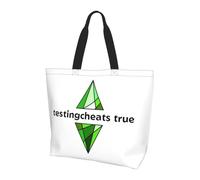 QIOEURYU Tote Shoulder Bags Canvas The Sims 4 - Testingcheats True Shopping Large Capacity Shoulder Bags Shopper Grocery Handbag for Women Leisure Holiday or Birthday Gifts