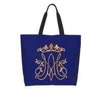 QIOEURYU Travel Bags Ave Maria Monogram Grocery Shopping Print Canvas Shopper Tote Shoulder Big Capacity Portable Catholic Jesus Handbag Leisure Outdoor Holiday Gifts