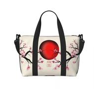 QIOEURYU Travel Bags Custom Japan Sakura Blossoms With A Red Rising Sun Tote Bag Women Largeacity Flower Gym Beach Shoulder Leisure Holiday Gifts